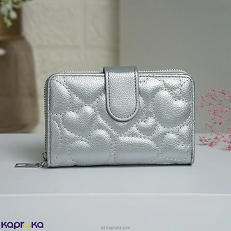Elira Heart-Stitch Compact Wallet Silver Buy mother Online for specialGifts