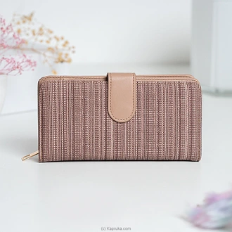 Lyra Textured Stripe Zip Wallet - Brown  Online for none