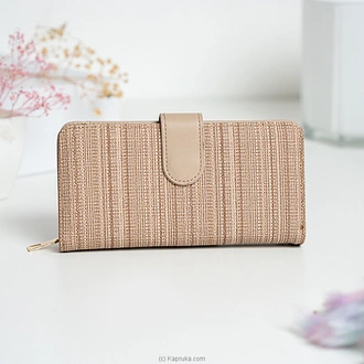 Lyra Textured Stripe Zip Wallet -apricot  Online for none