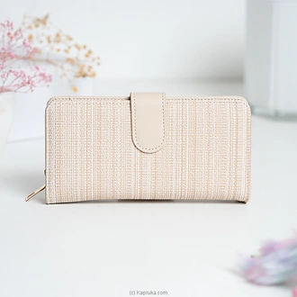 Lyra Textured Stripe Zip Wallet - Off White  Online for none