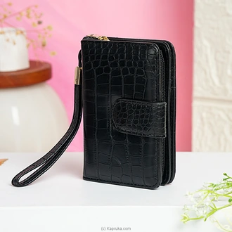 Croco Textured Wallet Black Buy Fashion | Handbags | Shoes | Wallets and More at Kapruka Online for specialGifts