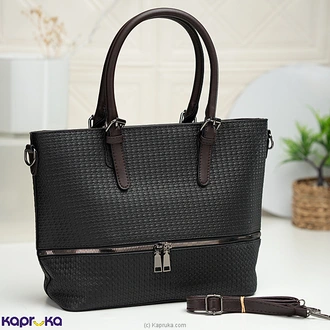 Textured Weave Tote Handbag Black  Online for none