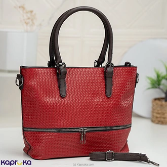Textured Weave Tote Handbag Red  Online for none