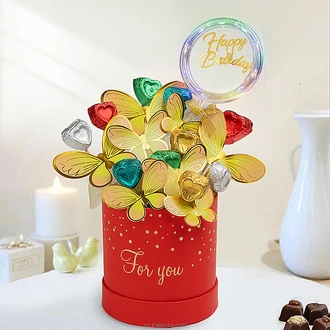 Glow Flutter Birthday Bucket With Kapruka Chocolates  Online for none