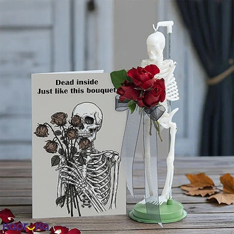 Dead Inside Skeleton Gift With 3 Red Roses- Screw You Gifts  Online for none