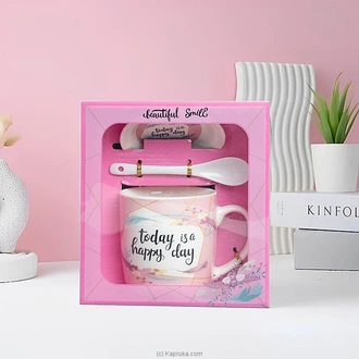 Happy Day Mug Gift Set - Includes Spoon Lid  Online for none