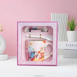 Pink Princess Mug Gift Set With Spoon  Lid -  4 Princess Design Buy Household Gift Items Online for specialGifts