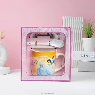 Yellow Princess Mug Gift Set With Spoon Lid - 5 Princess Design  Online for none