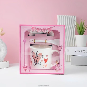 Love You Red Hearts Mug Gift Set With Spoon  Lid Buy Household Gift Items Online for specialGifts