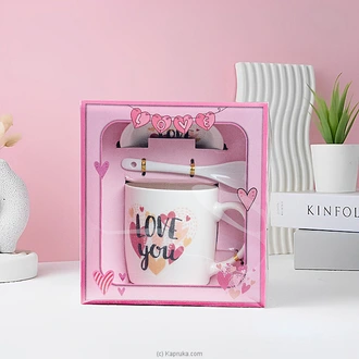 Multi-color Hearts Mug Gift Set With Spoon Lid  Online for none