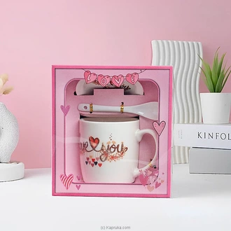 Love You Mug Gift Set With Flowers Mug Gift Set With Spoon  Lid Buy Gift Sets Online for specialGifts