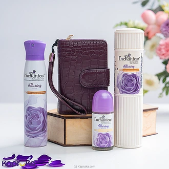 Purple Allure Enchanted Elegance Gift Set With Wallet, Body Mist, Talc And Deodorant Buy mother Online for specialGifts