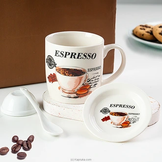 Espresso Delight Ceramic Mug Gift Set With Spoon  Lid Buy Best Sellers Online for specialGifts