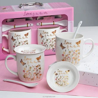 Love Is In The Air - Romantic Couple Mug Gift Set With Lids  Spoons Buy Gift Sets Online for specialGifts