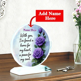 ``With You, I`ve Found A Home For My Heart`` Personalized Rose Valentine Crystal Plaque Buy personalized gifts Online for specialGifts