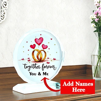 ``Together Forever`` Personalized Wedding Rings Valentine Crystal Plaque Buy personalized gifts Online for specialGifts