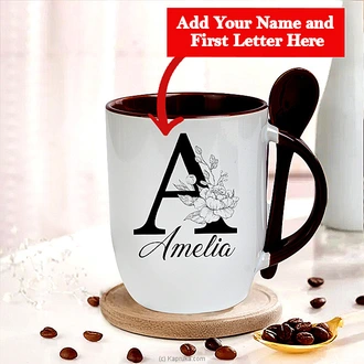Personalized Initial And Name Mug ~ Brown Buy personalized gifts Online for specialGifts