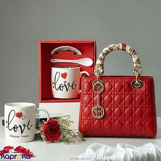 Poetry In Red Gift Set With A Red Rose, A Handbag, And A Mug Wit  Online for none