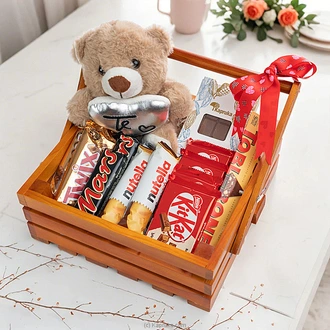 Sweet Affection NewYear Gift Chocolate  Teddy Gift Tray With A Collection Of Branded Chocolates Buy combo gift pack Online for specialGifts