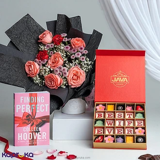 Romantic Moments Gift Set With A Romantic Novel, Java Chocolate Box, And A Rose Bouquet Buy Kapruka Online for specialGifts