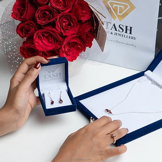 TASH GEM AND JEWELLERY NATURAL RED GARNET STONE JEWELLERY SET TS-K106 Buy Tash gem and jewelry Online for specialGifts