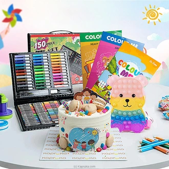 Creative Joy Children`s Celebration Set With Color Me Books, Teddy Pop Fidget Bag, 150-Piece Art Set, And Cake Buy Kapruka Online for specialGifts