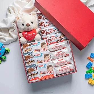 Sweetheart Deluxe Chocolate Gift Box With Teddy Bear And Branded  Online for none