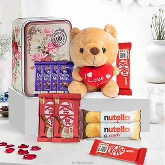 Sweet Love Hugs Gift Box With Teddy, Cadbury, Nutella B- Ready A  Online for none