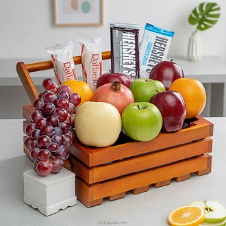 Fruit And Chocolate Harmony New Year Gift Basket With Branded Ch  Online for none