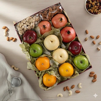 Nutrifresh Delight Box With Apples, Oranges, Pears, Pomegranate,  Online for none