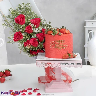 Scarlet Romance Duo With Strawberry Royale Chocolate Cake And 12  Online for none