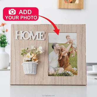 Personalized ``HOME`` Wood Photo Frame With Floral Embellishment Buy personalized gifts Online for specialGifts