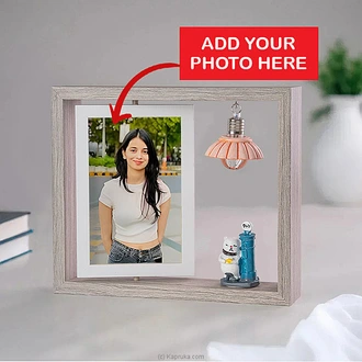 Rustic Wood Photo Frame With Lamp And Figurine Buy personalized gifts Online for specialGifts