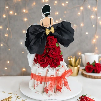 Midnight Lady Tower Gift With Raffaello Chocolates And Red Silk Roses Buy combo gift pack Online for specialGifts