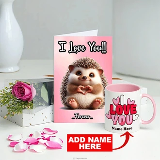 ``The Ultimate Expression Of Forever Love For Valentine``  Gift Set With Personalized Mug, Greeting Card, And Rose Buy personalized gifts Online for specialGifts