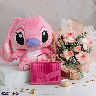 Pink Angel Gift Combo With Plush Toy, Pink-shaded White Rose Bou  Online for none