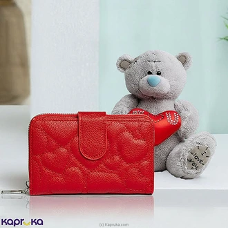 Love Hug Teddy Bear With Elira Heart-pattern Red Wallet  Online for none