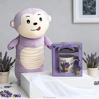 Lavender Mug With Monkey Pillow Buy combo gift pack Online for specialGifts