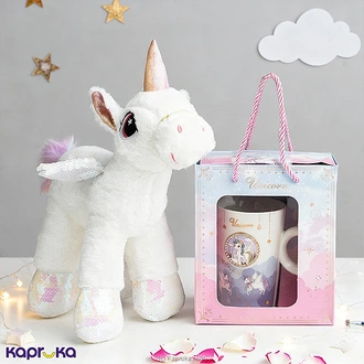 Sparkle Unicorn Gift Combo - Plush Toy And Ceramic Mug  Online for none