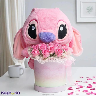 Elegant Pink Roses In Gradient Cylinder Box With Mink Stitch Ang  Online for none