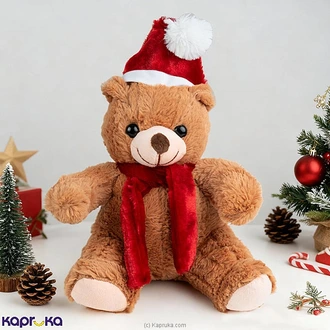Christmas Teddy Bear With Santa Hat And Red Scarf - 10 Inches  Online for none