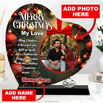 Personalized ``merry Christmas My Love`` Heart Shaped Crystal Pl  Online for none