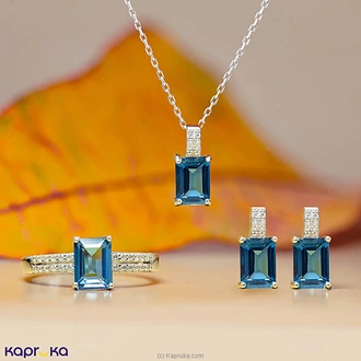 Chamathka Nightingale London Blue Topaz Full Set In Sterling Silver Buy Chamathka Jewelry Online for specialGifts