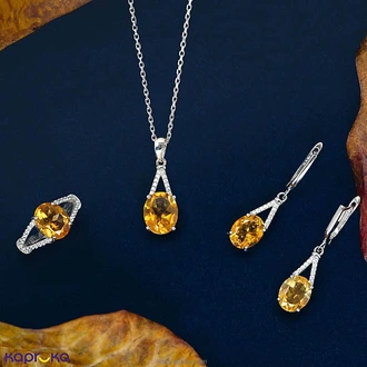 Chamathka Golden Muse Citrine Full Set In Sterling Silver Buy Chamathka Jewelry Online for specialGifts