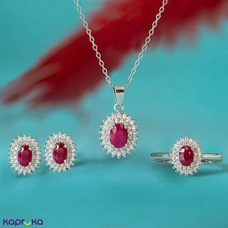 Chamathka Diva Ruby Studded Fullset In Sterling Silver Buy Chamathka Jewelry Online for specialGifts