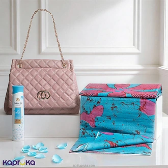 Pastel Blossom Elegance Gift Set With Batik Saree , Yardley Body  Online for none