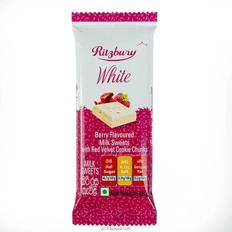 Ritzbury White Berry Flavoured Milk Sweets With Red Velvet Cookie Chunks 45g Buy Ritzbury Online for specialGifts
