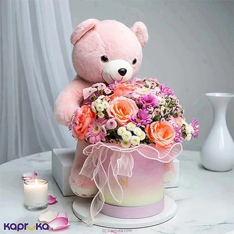 Pink Rose  Gerbera Flower Arrangement With Blossom Belle Teddy Bear Gift Combo Buy NA Online for specialGifts