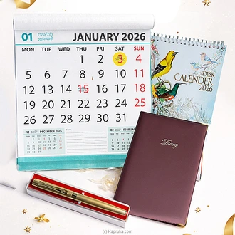 Essentials Gift Set with wall calender,Pen,Diary and Table calendar Buy Kapruka Online for specialGifts