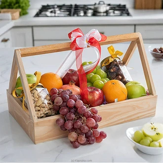 Premium Wooden Fruit  Nut Gift Crate With Imported Fruits at Kapruka Online
